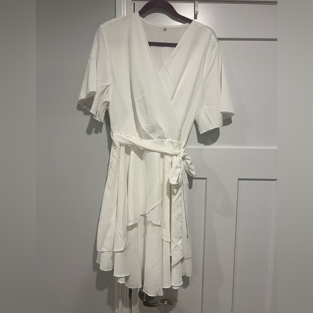 White wrap dress